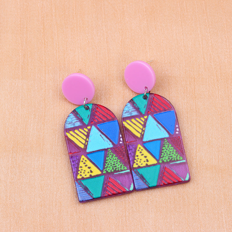 Wholesale Floral Heart Geometric Simple Fashion Personality Acrylic Print Earrings